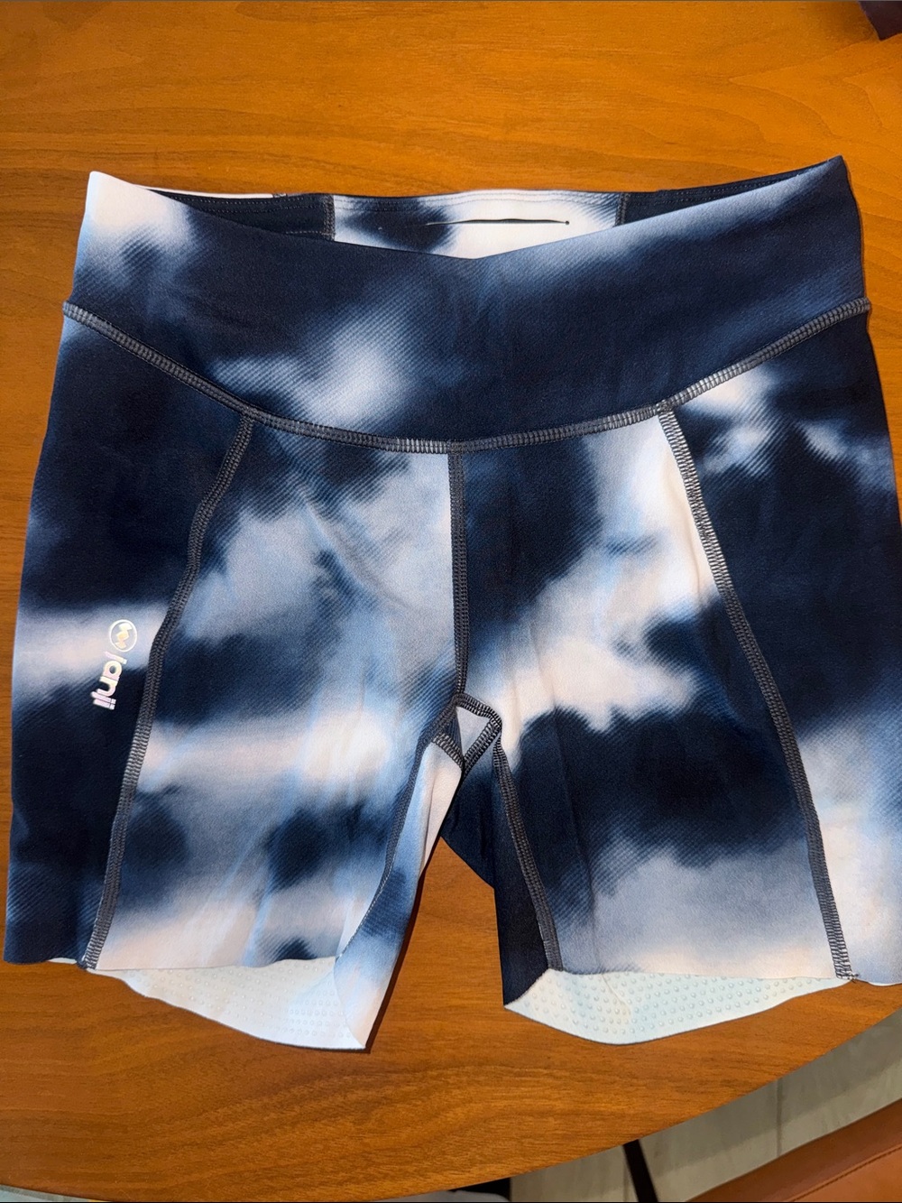 Janji Navy and White Tie-Dye Athletic Bike Shorts